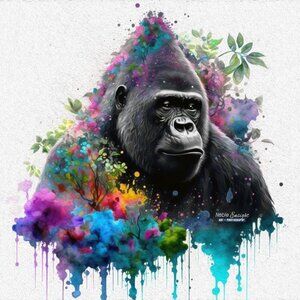 20x30 Silverback Gorilla‎ Fantasy Watercolor Oil Painting Art Poster